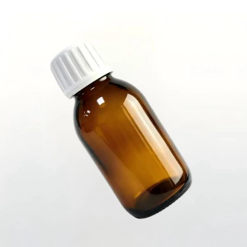 100ml Amber Glass Pharmacy Bottle with White Screw Cap