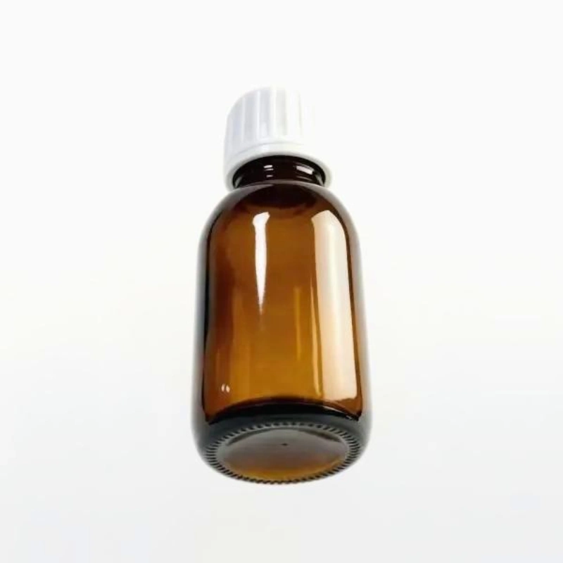 100ml Amber Glass Pharmacy Bottle with White Screw Cap