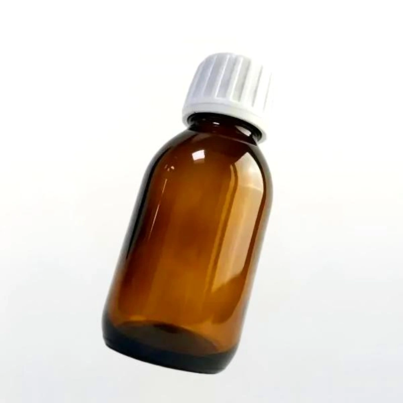 100ml Amber Glass Pharmacy Bottle with White Screw Cap