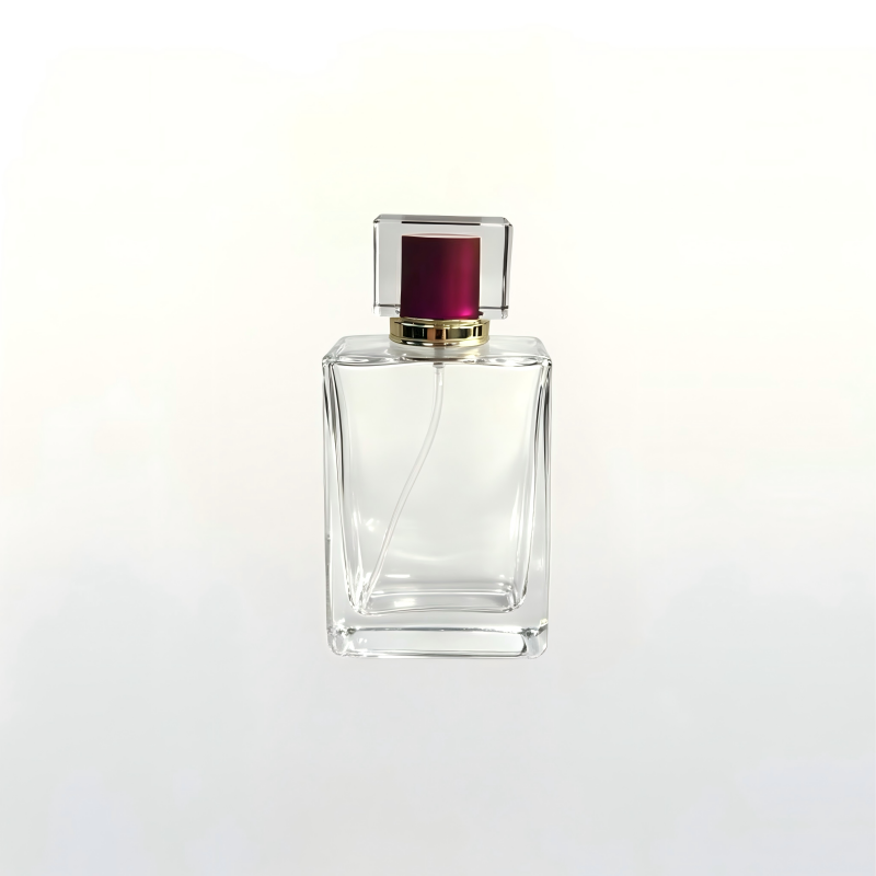 square clear glass perfume bottle