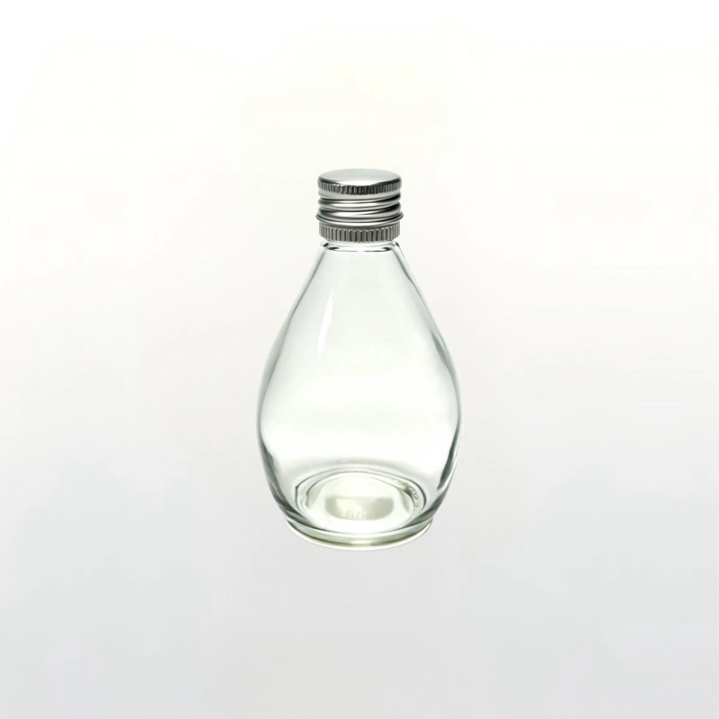 280ml Clear Teardrop Glass Beverage Bottle with Screw Thread Finish