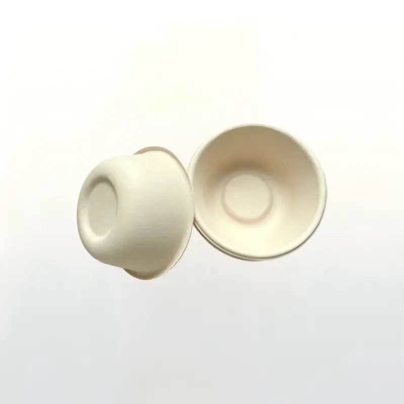 Top view of 300ml unbleached natural bamboo fiber round bowl for takeout food