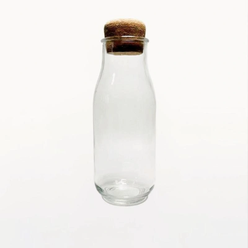 300ml Tall Clear Glass Bottle with Wooden Cork Lid