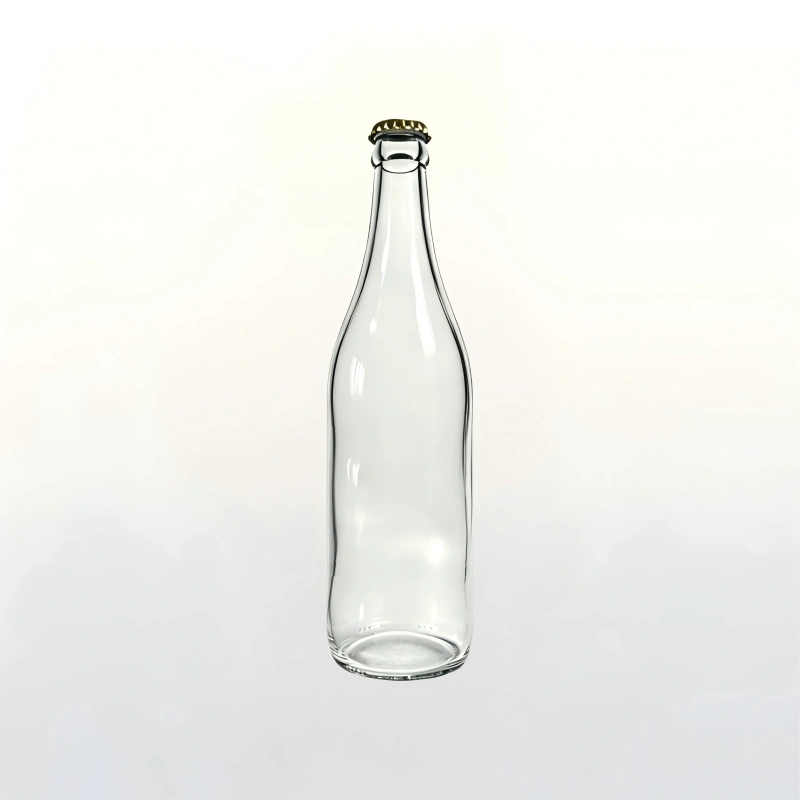 500ml clear glass longneck beer bottle with crown cap finish for craft brewery