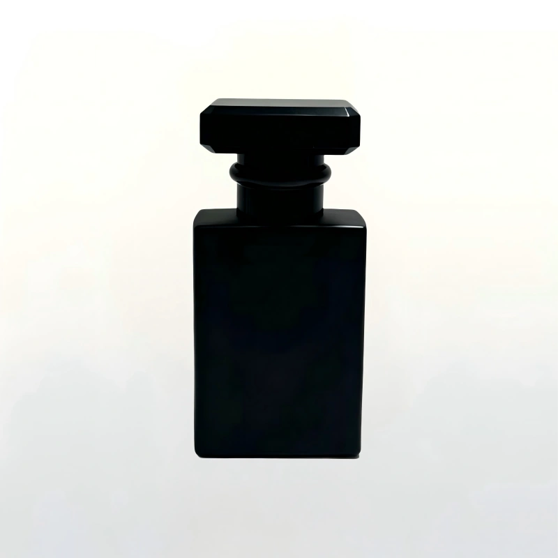 matte black square glass perfume bottle