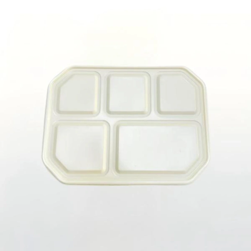 5-compartment compostable PLA lid for bento food tray