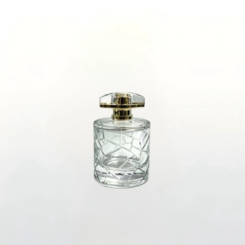 100ml Clear Cracked Pattern Crystal Perfume Bottle With White Spherical Cap