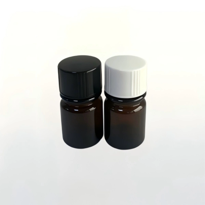 15ml Amber Glass Essential Oil Vial, UV Protection Cylindrical Cosmetic Sample Bottle With Screw Cap