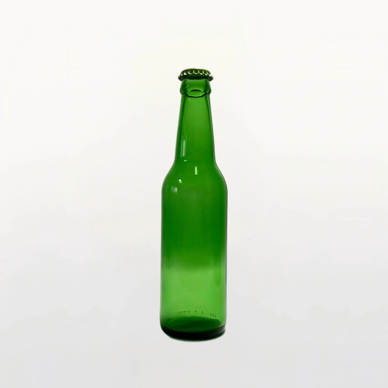 330ml Green Long Neck Beer Bottle with Crown Cap
