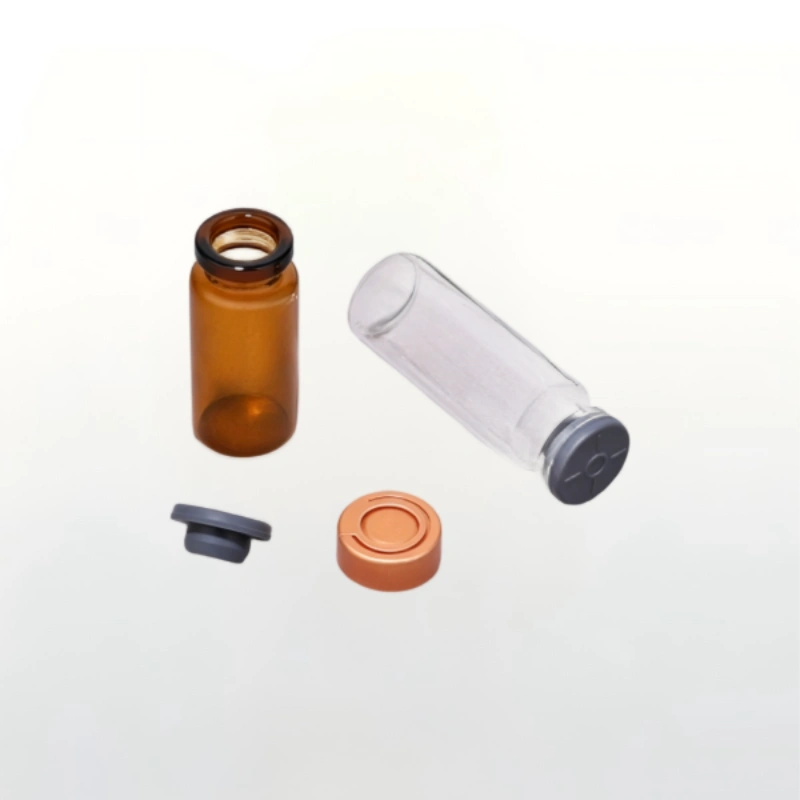 5ml Transparent Crimp Seal Glass Vial, Multiple Aluminum Cap Colors Available
