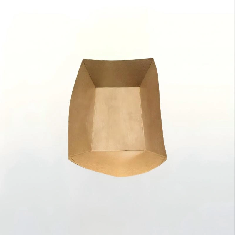 Eco-Friendly Kraft Paper Boat Tray, Disposable Open Top Paper Food Tray for Snack, Seafood, Burger